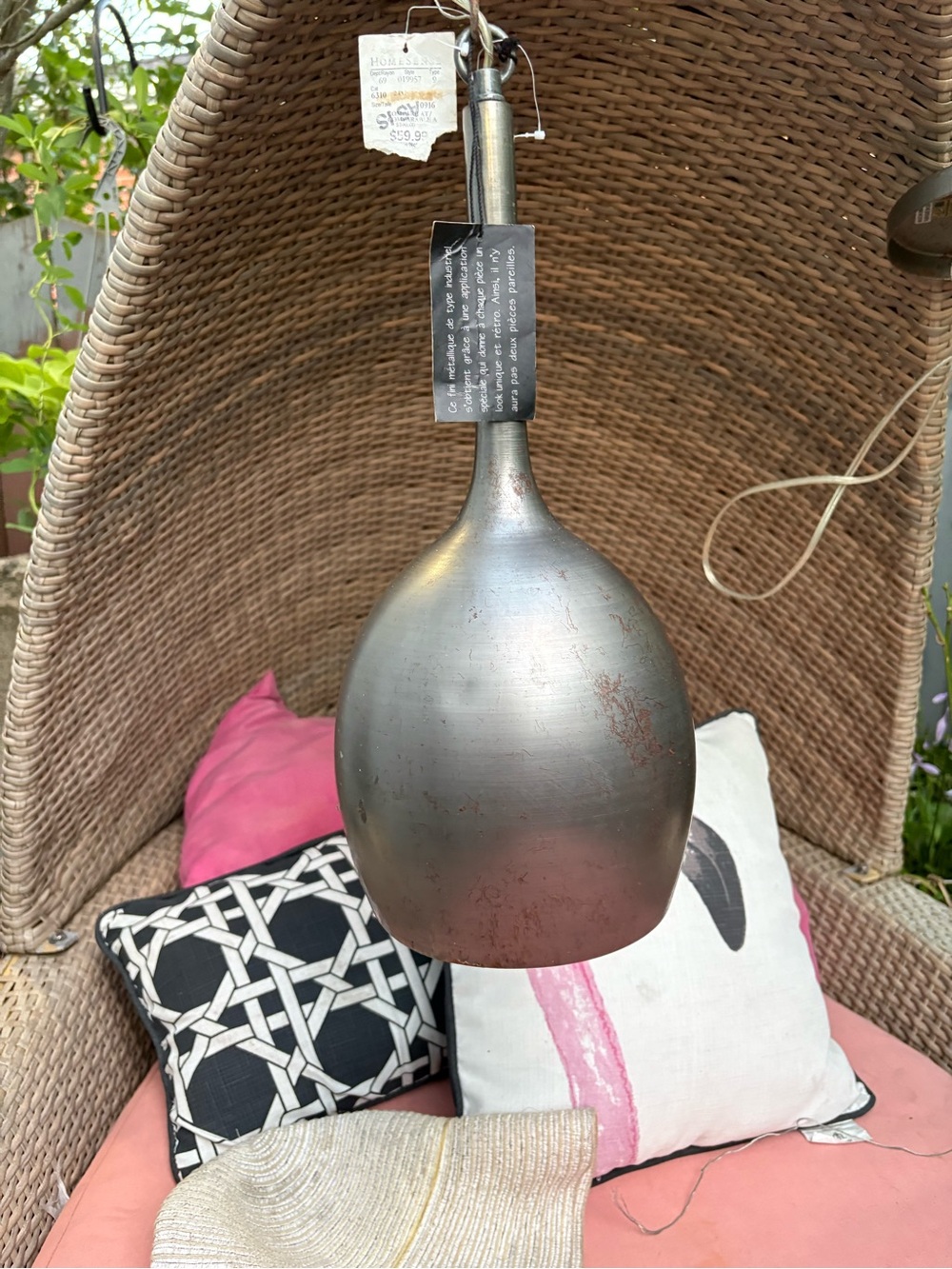Metallic Silver Hanging Pendant Lamp by Unknown Brand